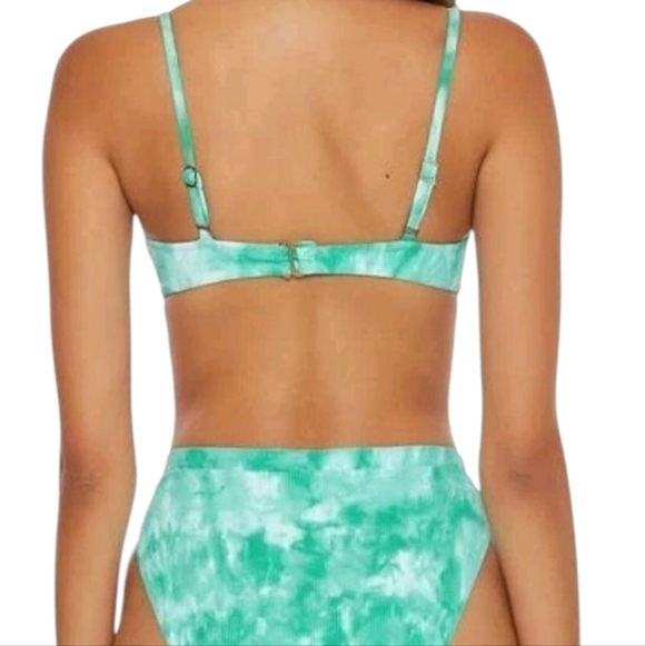 BECCA by Rebecca Virtue Crystal Green Rib Underwire Bikini Top, Large - Picture 3 of 4